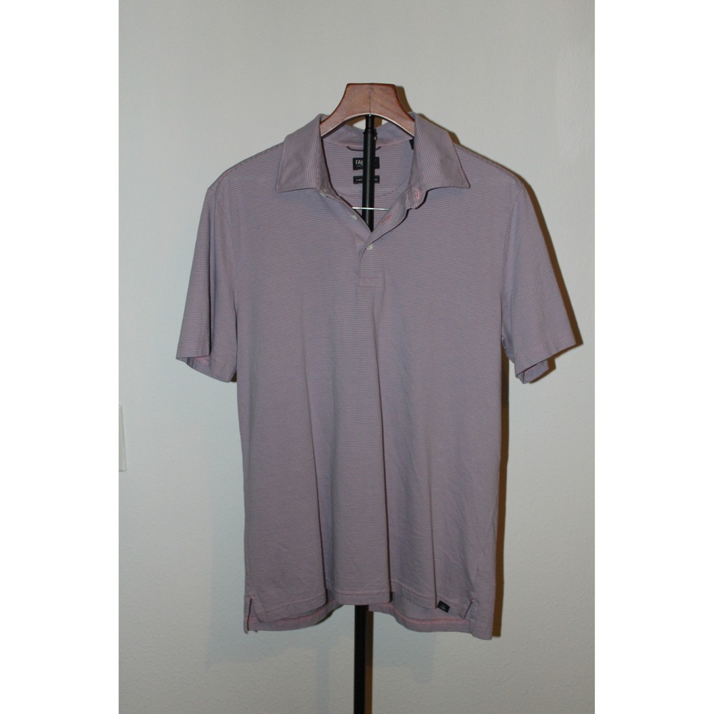 Faherty Reserve Men's Movement Polo Shirt Pink Blue Micro Stripe Cotton Size M